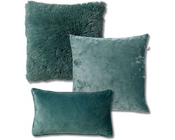 Dutch Decor - KUSSENSET - 3-delig - Sky - 45x45 cm, 30x50 cm - inclusief binnenkussens - groen - Met Ritssluiting – Decoratie set sierussens - Comfortabele kussentjes voor op de Bank