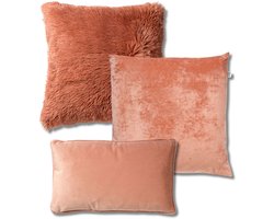 Dutch Decor - KUSSENSET - 3-delig - Sky - 45x45 cm, 30x50 cm - inclusief binnenkussens - roze - Met Ritssluiting – Decoratie Kussens - Comfortabele kussentjes voor op de Bank