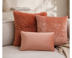 Dutch Decor - KUSSENSET - 3-delig - Sky - 45x45 cm, 30x50 cm - inclusief binnenkussens - roze - Met Ritssluiting – Decoratie set sierussens - Comfortabele kussentjes voor op de Bank