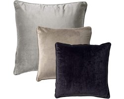 Dutch Decor - KUSSENSET - 3-delig - Velvet Layers - 60x60 cm, 45x45 cm - inclusief binnenkussens - grijs, taupe, zwart - Met Ritssluiting – Decoratie Kussens - Comfortabele kussentjes voor op de Bank