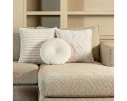 Dutch Decor - KUSSENSET - 3-delig - White Shapes - 50x50 cm, 45x45 cm, Ø38 cm - inclusief binnenkussens - wit - Met Ritssluiting – Decoratie Kussens - Comfortabele kussentjes voor op de Bank