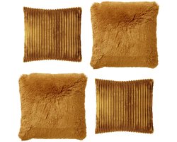 Dutch Decor - KUSSENSET - 4-delig - Cosy Layers - 60x60 cm, 45x45 cm - inclusief binnenkussens - geel - Met Ritssluiting – Decoratie Kussens - Comfortabele kussentjes voor op de Bank