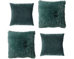 Dutch Decor - KUSSENSET - 4-delig - Cosy Layers - 60x60 cm, 45x45 cm - inclusief binnenkussens - groen - Met Ritssluiting – Decoratie Kussens - Comfortabele kussentjes voor op de Bank