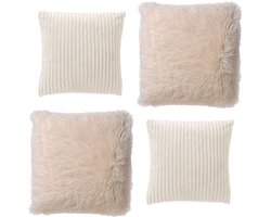 Dutch Decor - KUSSENSET - 4-delig - Cosy Layers - 60x60 cm, 45x45 cm - inclusief binnenkussens - wit - Met Ritssluiting – Decoratie Kussens - Comfortabele kussentjes voor op de Bank