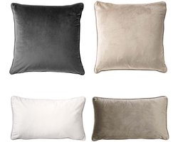 Dutch Decor - KUSSENSET - 4-delig - Matching Velvets - 45x45 cm en 30x50 cm - inclusief binnenkussens - antraciet, beige, wit, taupe