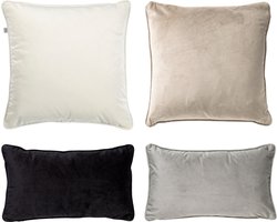 Dutch Decor - KUSSENSET - 4-delig - Matching Velvets - 45x45 cm en 30x50 cm - inclusief binnenkussens - beige, wit, grijs, zwart - Met Ritssluiting – Decoratie Kussens Wasbaar - Comfortabele kussentjes voor op de Bank