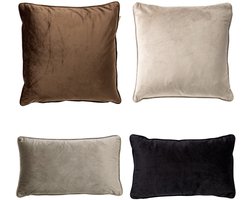 Dutch Decor - KUSSENSET - 4-delig - Matching Velvets - 45x45 cm en 30x50 cm - inclusief binnenkussens - bruin, beige, taupe, zwart - Met Ritssluiting – Decoratie Kussens Wasbaar - Comfortabele kussentjes voor op de Bank