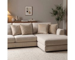 Dutch Decor - KUSSENSET - 4-delig - Texture Harmony - 45x45 cm - inclusief binnenkussens - beige - Met Ritssluiting – Decoratie set sierussens - Comfortabele kussentjes voor op de Bank