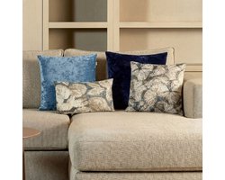 Dutch Decor - KUSSENSET - 4-delig - Tobias - 45x45 cm, 30x50 cm - inclusief binnenkussens - blauw - Met Ritssluiting – Decoratie set sierussens - Comfortabele kussentjes voor op de Bank