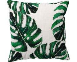 Dutch Decor LEAFY - Sierkussen 45x45 cm - katoen - Snow White - wit - Inclusief binnenkussen - Luxe kussens voor woonkamer & bank