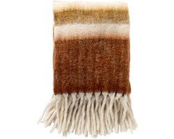 Dutch Decor - LENARD - plaid 130x170 cm - deken met wol en flosjes - superzacht - Potters Clay - oranje