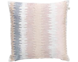 Dutch Decor LENDA - Kussenhoes geborduurd - 45x45 cm - lichtgrijs - roze - beige - pasteltint - met rits