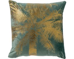Dutch Decor LEVAN - Kussenhoes 45x45 cm - gouden opdruk - Sagebrush Green - groen - met rits - zonder binnenkussen