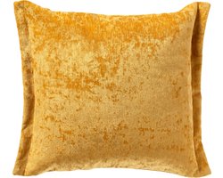Dutch Decor LEWIS - Sierkussen 45x45 cm - fluweel - met sierrand - Golden Glow - geel - Inclusief binnenkussen - Luxe kussens voor woonkamer & bank