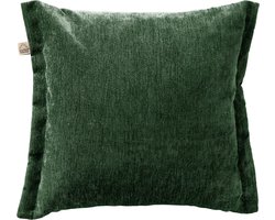 Dutch Decor LEWIS - Sierkussen 45x45 cm - fluweel - met sierrand - Mountain View - donkergroen - Inclusief binnenkussen - Luxe kussens voor woonkamer & bank