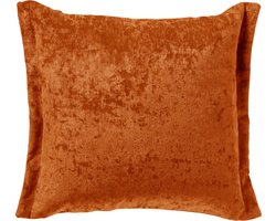 Dutch Decor LEWIS - Sierkussen 45x45 cm - fluweel - met sierrand - Potters Clay - oranje - Inclusief binnenkussen - Luxe kussens voor woonkamer & bank