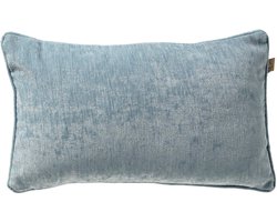 Dutch Decor LEWY - kussenhoes 30x50 cm - glansvelours - Sterling Blue - blauw - met rits - zonder binnenkussen