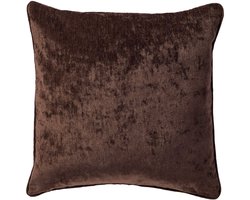 Dutch Decor LEWY - kussenhoes 45x45 cm - glansvelours - Chocolate Martini - bruin - met rits - zonder binnenkussen