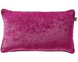Dutch Decor LEWY - sierkussen 30x50 cm - glansvelours - Festival Fuchsia - roze - Inclusief binnenkussen - Luxe kussens voor woonkamer & bank