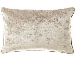 Dutch Decor LEWY - sierkussen 30x50 cm - glansvelours - Pumice Stone - beige - Inclusief binnenkussen - Luxe kussens voor woonkamer & bank
