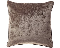 Dutch Decor LEWY - sierkussen 45x45 cm - glansvelours - Driftwood - bruin - Inclusief binnenkussen - Luxe kussens voor woonkamer & bank
