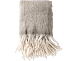 Dutch Decor - LIBBE - Plaid 130x170 cm - Deken met wol en flosjes - superzacht - Micro Chip - lichtgrijs