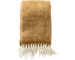 Dutch Decor - LIBBE - Plaid 130x170 cm - Deken met wol en flosjes - superzacht - Tobacco Brown - bruin