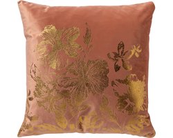 Dutch Decor LILY - Kussenhoes 45x45 cm - gouden opdruk - Muted Clay - roze - met rits - zonder binnenkussen