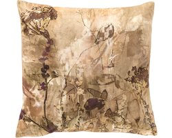 Dutch Decor LINDE - kussenhoes 45x45 cm - botanisch motief - Fennel Seed - bruin, goud - met rits - zonder binnenkussen