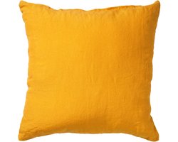 Dutch Decor LINN - Kussenhoes 45x45 cm - 100% linnen - effen kleur - Golden Glow - geel - met rits - zonder binnenkussen