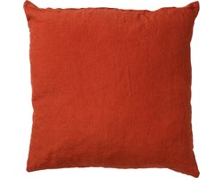 Dutch Decor LINN - Kussenhoes 45x45 cm - 100% linnen - effen kleur - Potters Clay - oranje - met rits - zonder binnenkussen