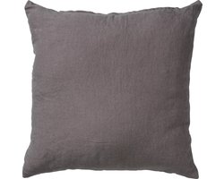 Dutch Decor LINN - Sierkussen 45x45 cm - 100% linnen - effen kleur - Charcoal Gray - antraciet - Inclusief binnenkussen - Luxe kussens voor woonkamer & bank