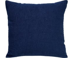 Dutch Decor LINN - Sierkussen 45x45 cm - 100% linnen - effen kleur - Insignia Blue - donkerblauw - Inclusief binnenkussen