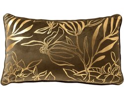 Dutch Decor LONNE - sierkussen 30x50 cm - bladmotief - Military Olive - groen - Inclusief binnenkussen - Luxe kussens voor woonkamer & bank