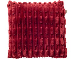Dutch Decor LUCA - sierkussen 45x45 cm - gerecycled - bontlook - Merlot - rood - Inclusief binnenkussen - Luxe kussens voor woonkamer & bank