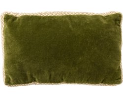 Dutch Decor MANOE - sierkussen 30x50 cm - effen kleur - jute rand - Cardamom Seed - groen - Inclusief binnenkussen - Luxe kussens voor woonkamer & bank