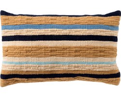 Dutch Decor MANTE - Kussenhoes 30x50 cm - natuurlijke look - strepen - Insignia Blue - multicolor - met rits - zonder binnenkussen