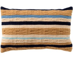 Dutch Decor MANTE - Sierkussen 30x50 cm - natuurlijke look - strepen - Insignia Blue - multicolor - Inclusief binnenkussen - Luxe kussens voor woonkamer & bank