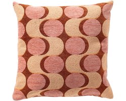 Dutch Decor MARLIJN - sierkussen 45x45 cm - cirkelpatroon - Muted Clay - roze, oranje, beige - Inclusief binnenkussen - Luxe kussens voor woonkamer & bank