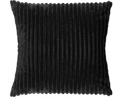 Dutch Decor MART - kussenhoes 45x45 cm - zacht ribfluweel - corduroy - Raven - zwart - met rits - zonder binnenkussen