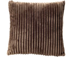Dutch Decor MART - kussenhoes 45x45 cm - zacht ribfluweel - gerecyled - Driftwood - taupe - met rits - zonder binnenkussen