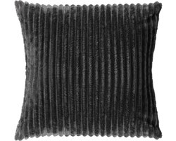 Dutch Decor MART - sierkussen 45x45 cm - zacht ribfluweel - corduroy - Charcoal Gray - antraciet - Inclusief binnenkussen - Luxe kussens voor woonkamer & bank