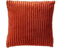 Dutch Decor MART - sierkussen 45x45 cm - zacht ribfluweel - corduroy - Potters Clay - oranje - Inclusief binnenkussen - Luxe kussens voor woonkamer & bank