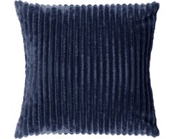 Dutch Decor MART - sierkussen 45x45 cm - zacht ribfluweel - gerecycled - Insignia Blue - blauw - Inclusief binnenkussen - Luxe kussens voor woonkamer & bank