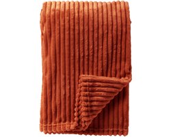 Dutch Decor - MARTHY - plaid 140x180 cm - ribfluweel - gerecycled - Potters Clay - oranje