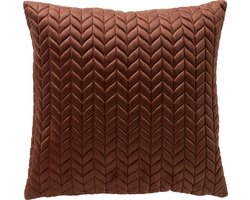 Dutch Decor MELINA - kussenhoes 45x45 cm - luxe visgraatmotief - effen kleur - Cappuccino - bruin - met rits - zonder binnenkussen