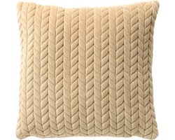 Dutch Decor MELINA - Sierkussen 45x45 cm - luxe visgraatmotief - effen kleur - Irish Cream - beige - Inclusief binnenkussen