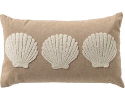 Dutch Decor MERLIJN - sierkussen 30x50 cm - schelpen - Irish Cream - beige - Inclusief binnenkussen - Luxe kussens voor woonkamer & bank