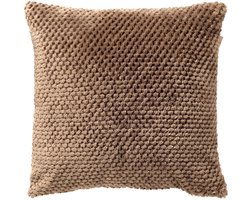 Dutch Decor MICK - kussenhoes 45x45 cm - fluffy - Driftwood - taupe - met rits - zonder binnenkussen