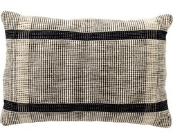 Dutch Decor MIKE - Kussenhoes 40x60 cm 80% gerecycled katoen - Raven - zwart - met rits - zonder binnenkussen